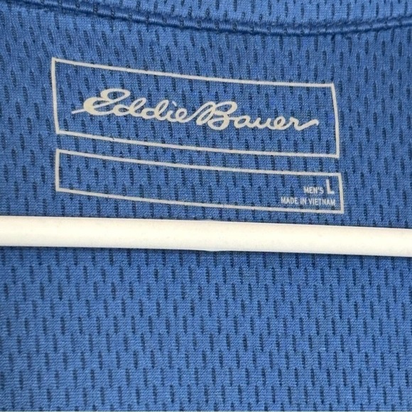 NEW Eddie Bauer Mens L Blue Freedry Thermal Performance Knit 1/4 Zip Pullover - Picture 3 of 9